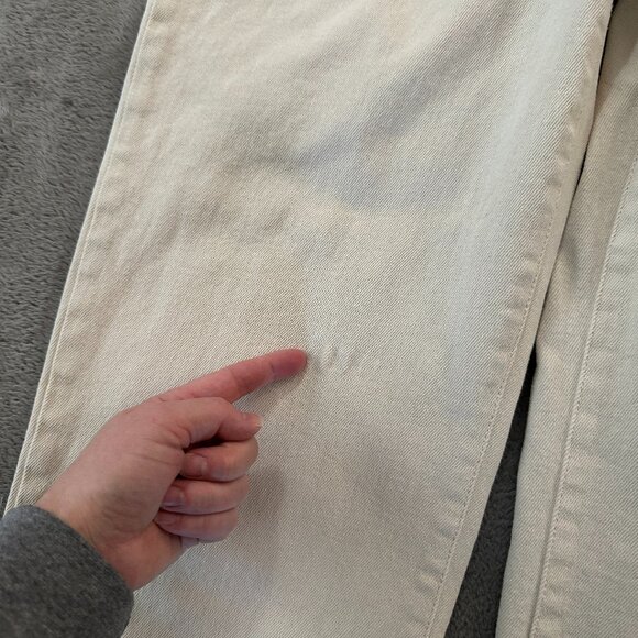 Wilfred Free High Rise Patch Pocket Wide Leg Jeans Cream 10 Women's - Picture 3 of 11